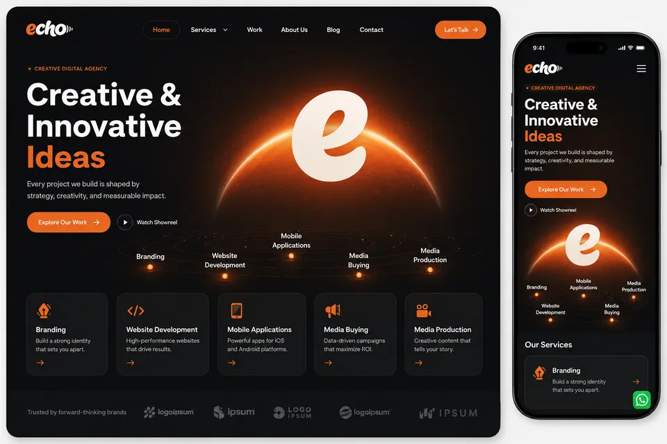 Screenshot of the Echo New website