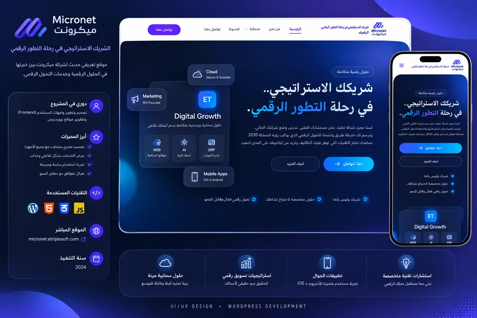 Screenshot of the Micronet website